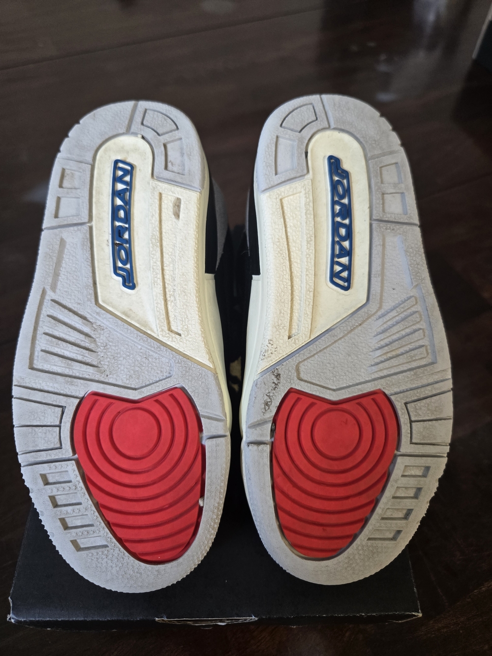 Air Jordan Retro Sole Sneakers - White, Red, Blue
